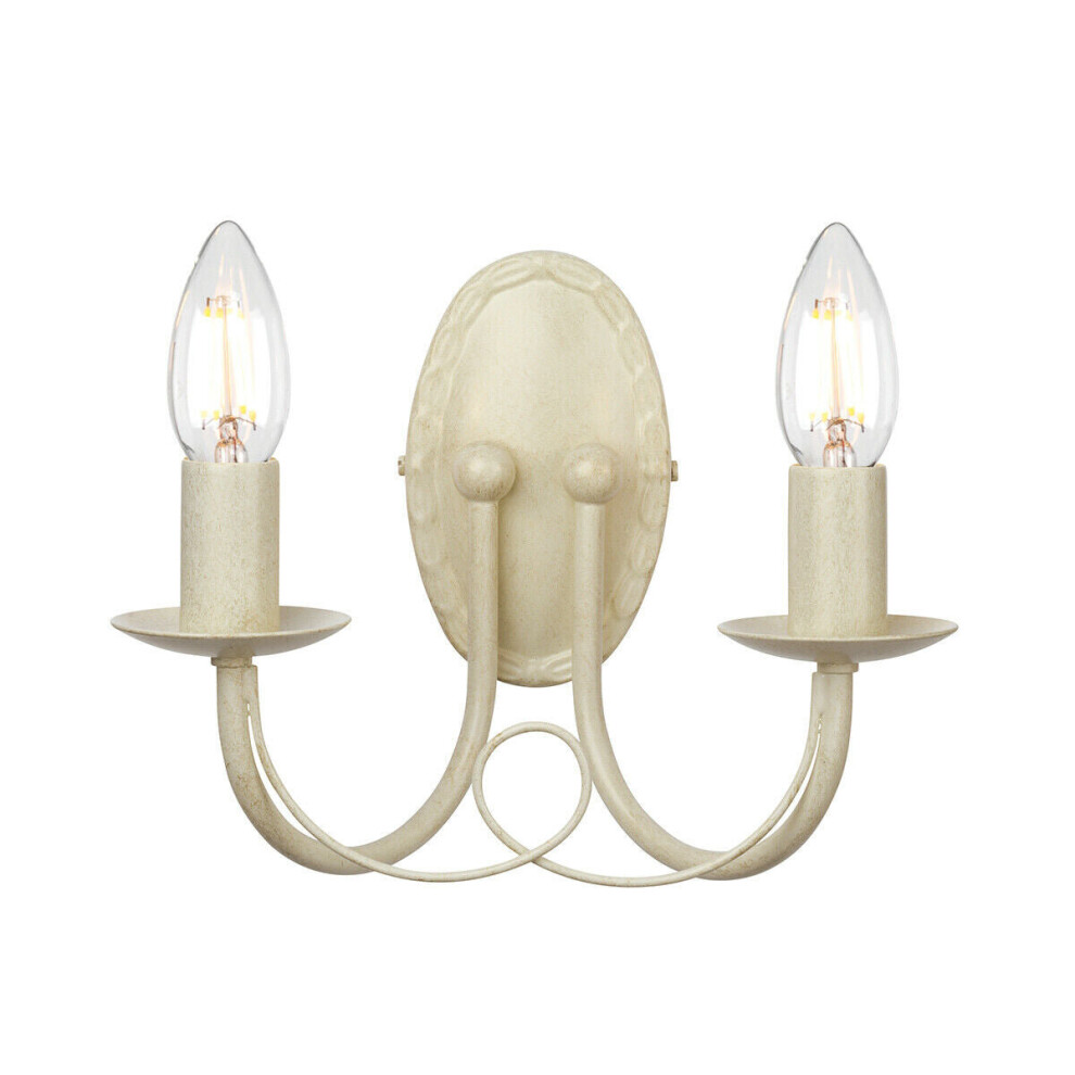 Loops Twin Wall Light Sconce Looped Metal Drapes Double Ivory Gold Led E14 60W Bulb