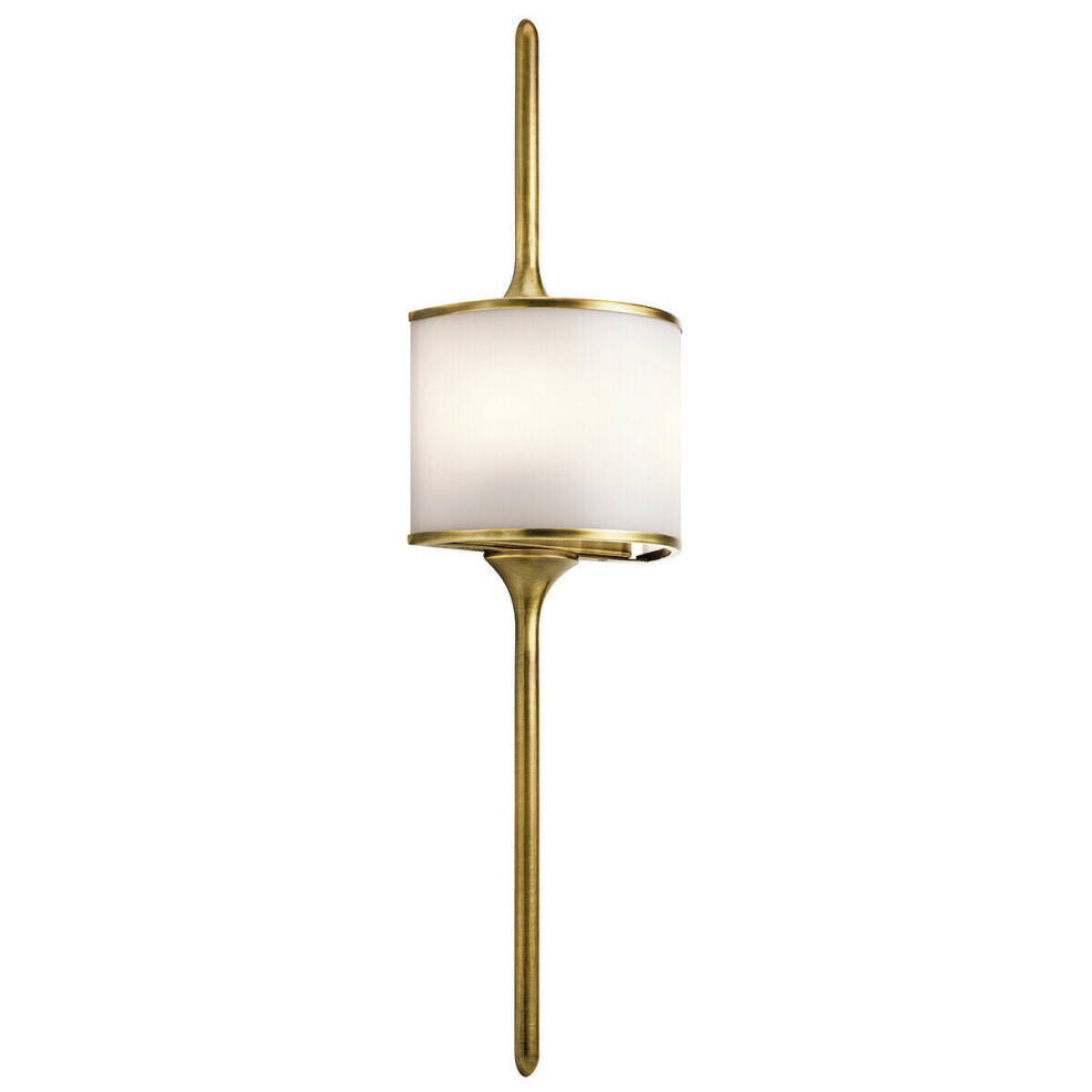 Loops Ip44 Twin Brass Wall Long Pole Central Glass Shade Led G9 3.5W Light/White