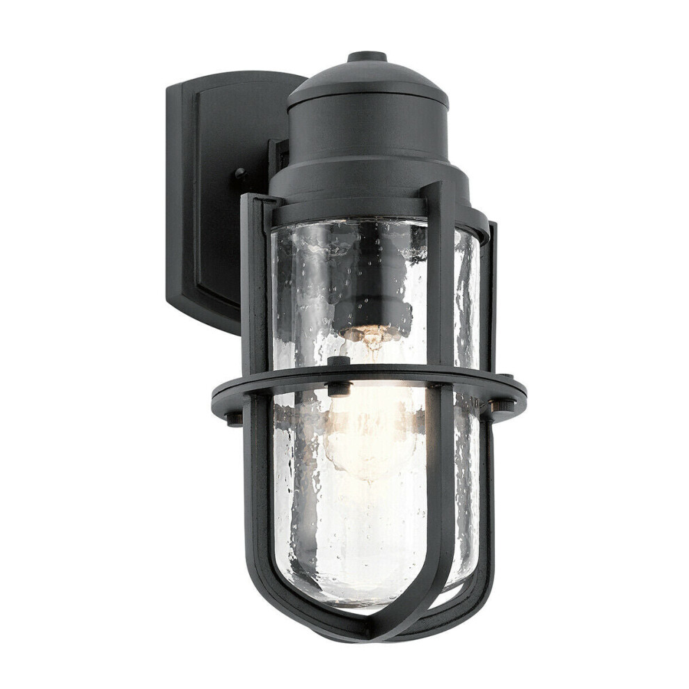 Outdoor IP44 1 Bulb Wall Light Lantern Textured Black LED E27 60W d01820