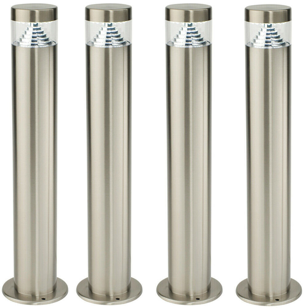 4 PACK Outdoor Garden Bollard Light Steel Pyramid Cool White LED Lamp Post IP44