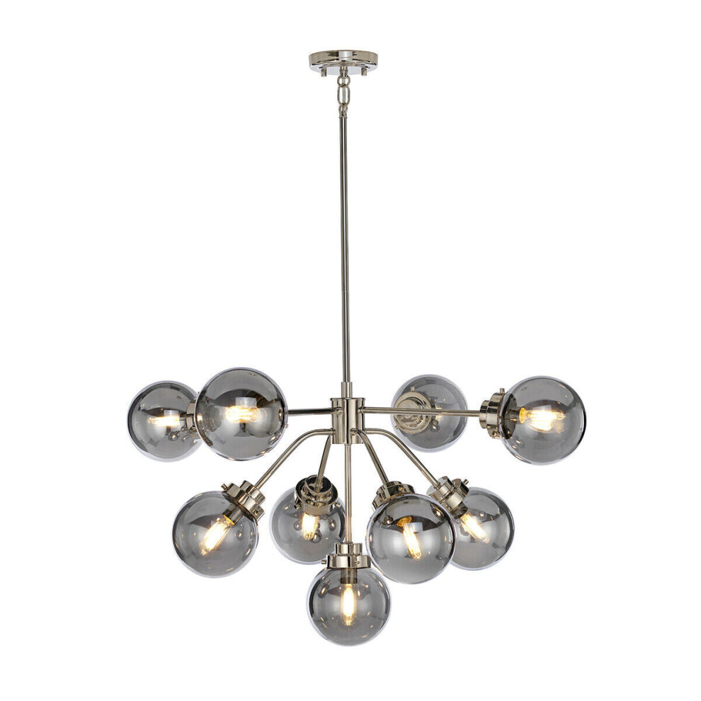 Loops 9 Bulb Chandelier Highly Polished Nickel Led E14 8W Led Light