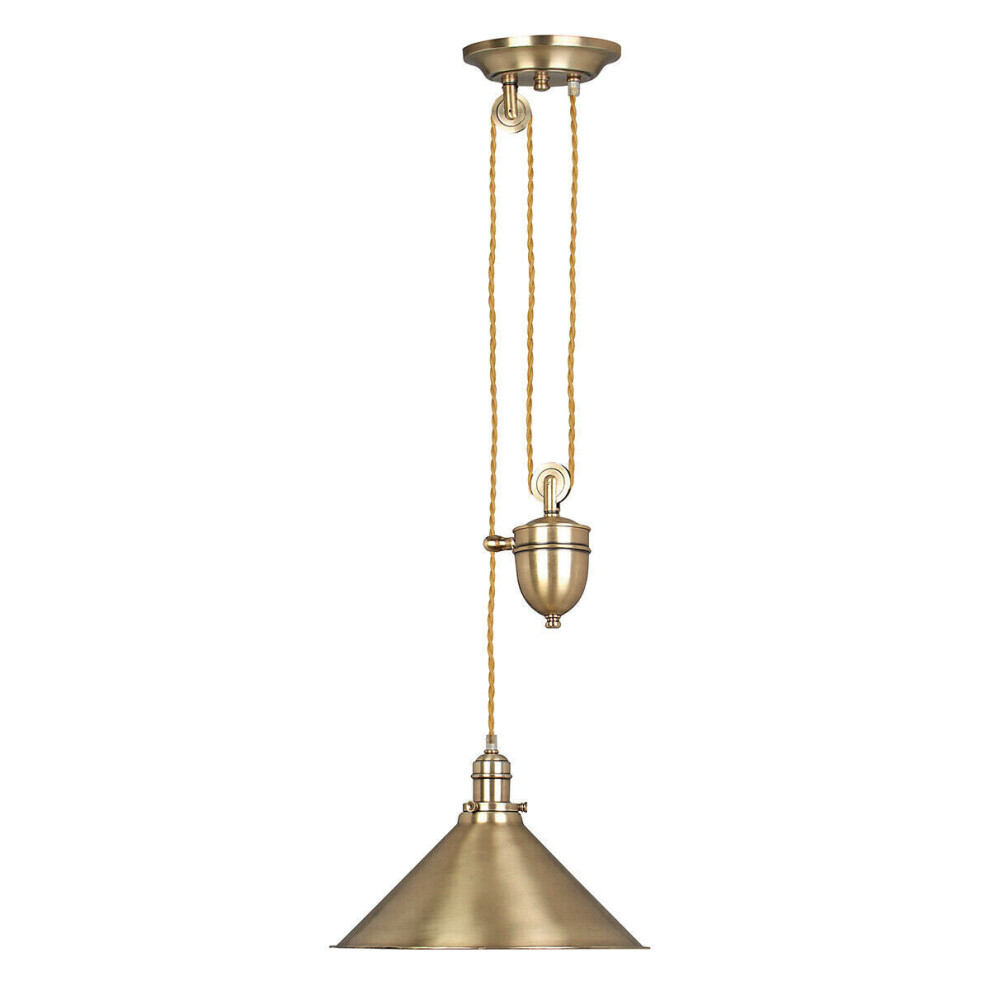 Loops 1 Bulb Ceiling Pendant Light Fitting Aged Brass Finish Led E27 100W Bulb