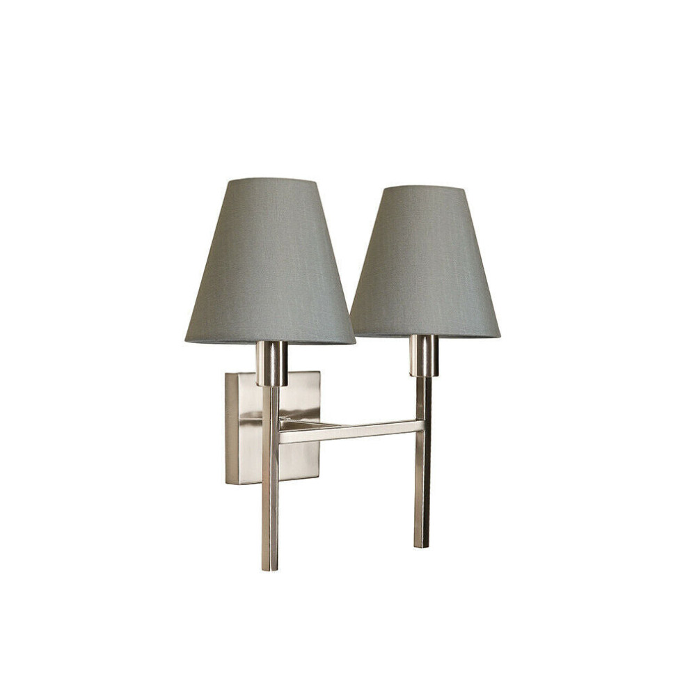Loops Twin Wall Light Horizontal Bar Lamp Shades Not Inc Brushed Nickel Led E14 25W