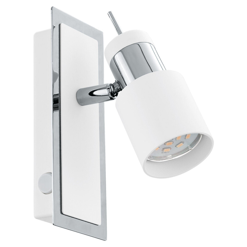 Loops Wall Light Colour Chrome Plated & White Rocker Switch Bulb Gu10 1X5w Included