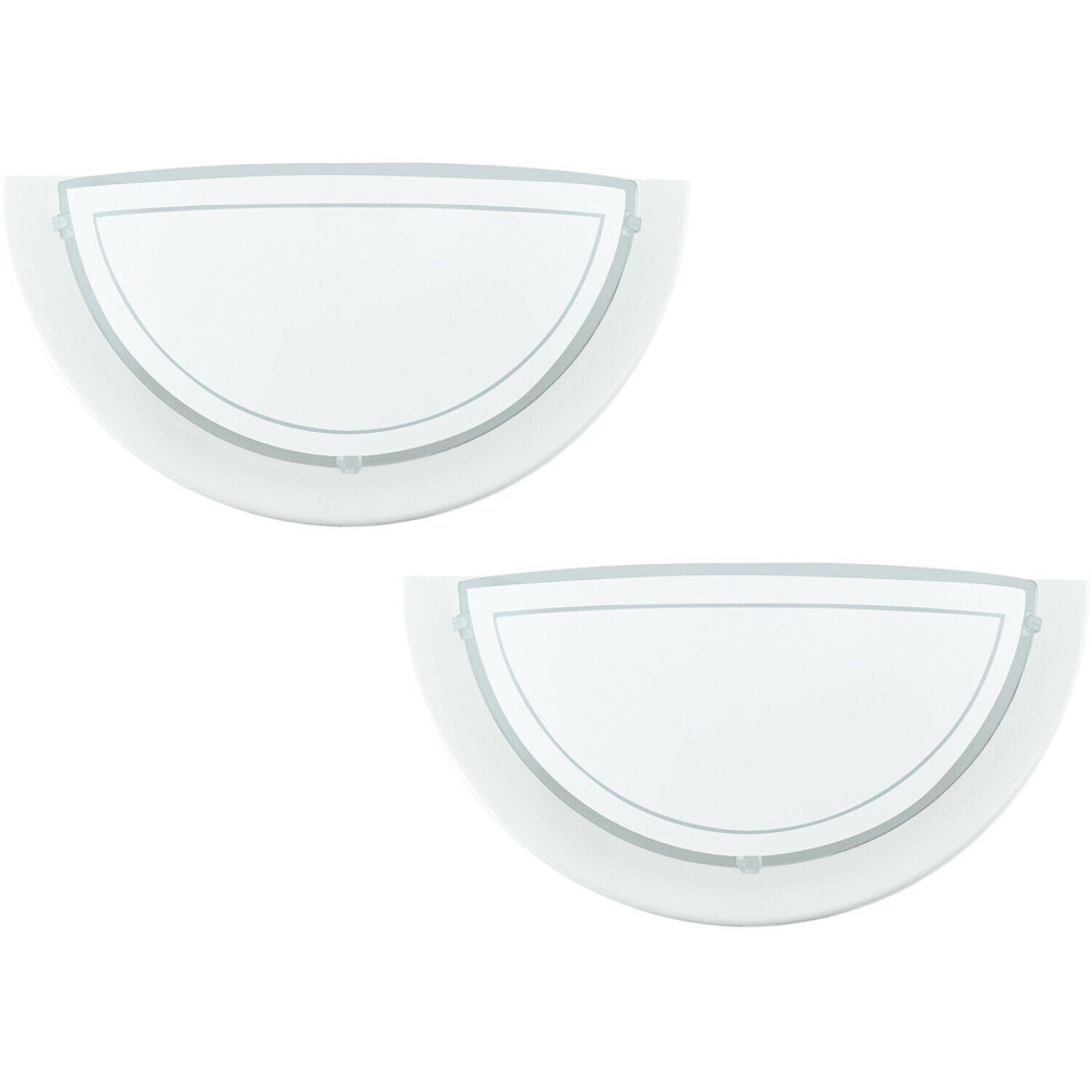 Loops 2 Pack Wall Light Colour White Shade White Clear Glass Painted Bulb E27 1X60w