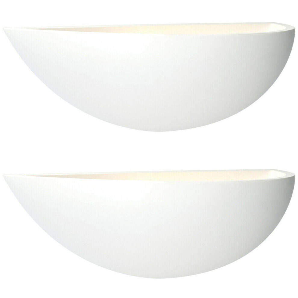 2 PACK Dimmable LED Wall Light Primed White (ready to paint) Up Lighting Bowl