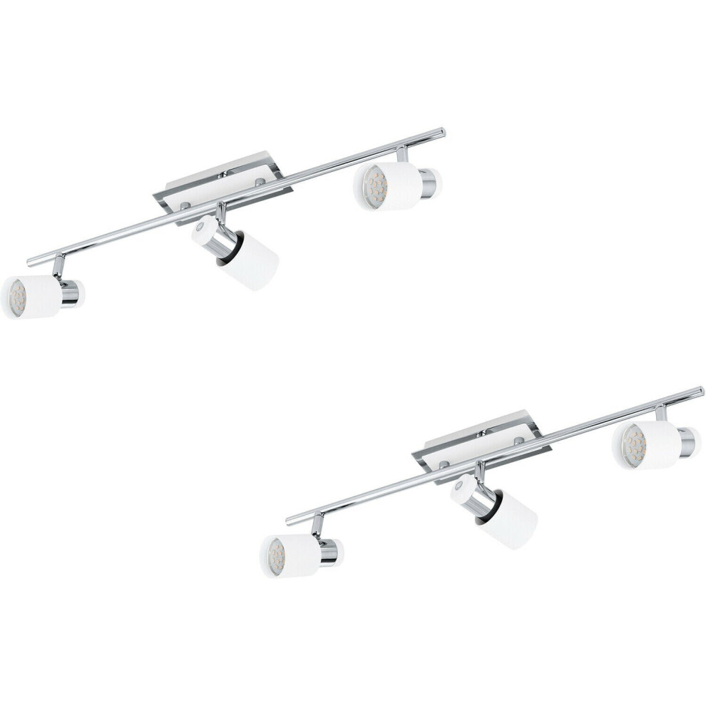 Loops 2 Pack Wall 3 Spot Light Colour Chrome Plated & White Steel Gu10 3X5w Included