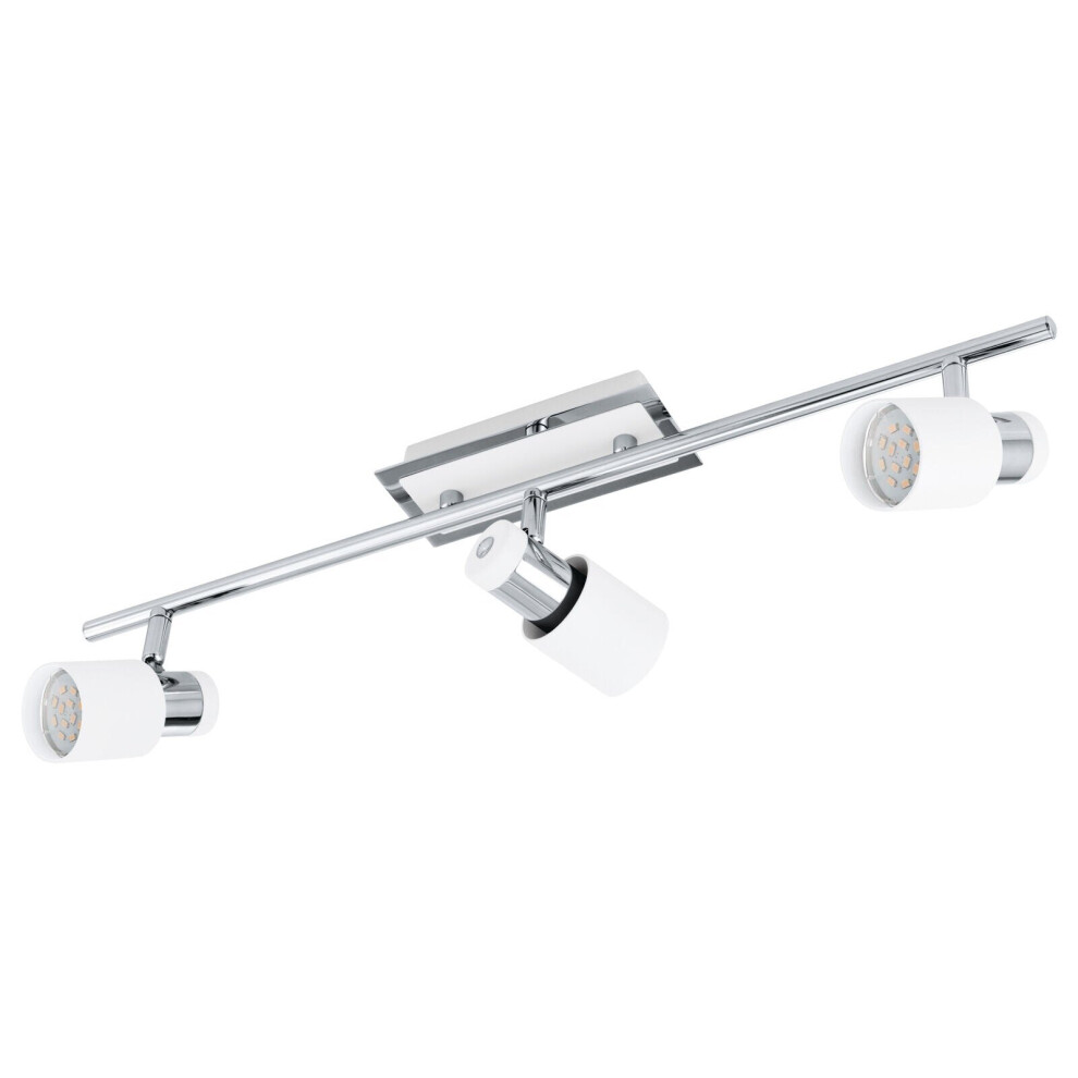 Wall 3 Spot Light Colour Chrome Plated & White Steel Bulb GU10 3x5W Included
