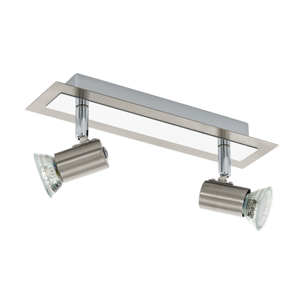 Loops Wall 2 Spot Lights Colour Satin Nickel Chrome Plated Bulb Gu10 2X5w Included