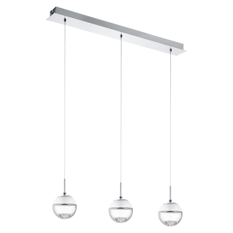 Loops Pendant Colour Chrome Shade Clear Glass Crystal Bulb Led 3X5w Light/White