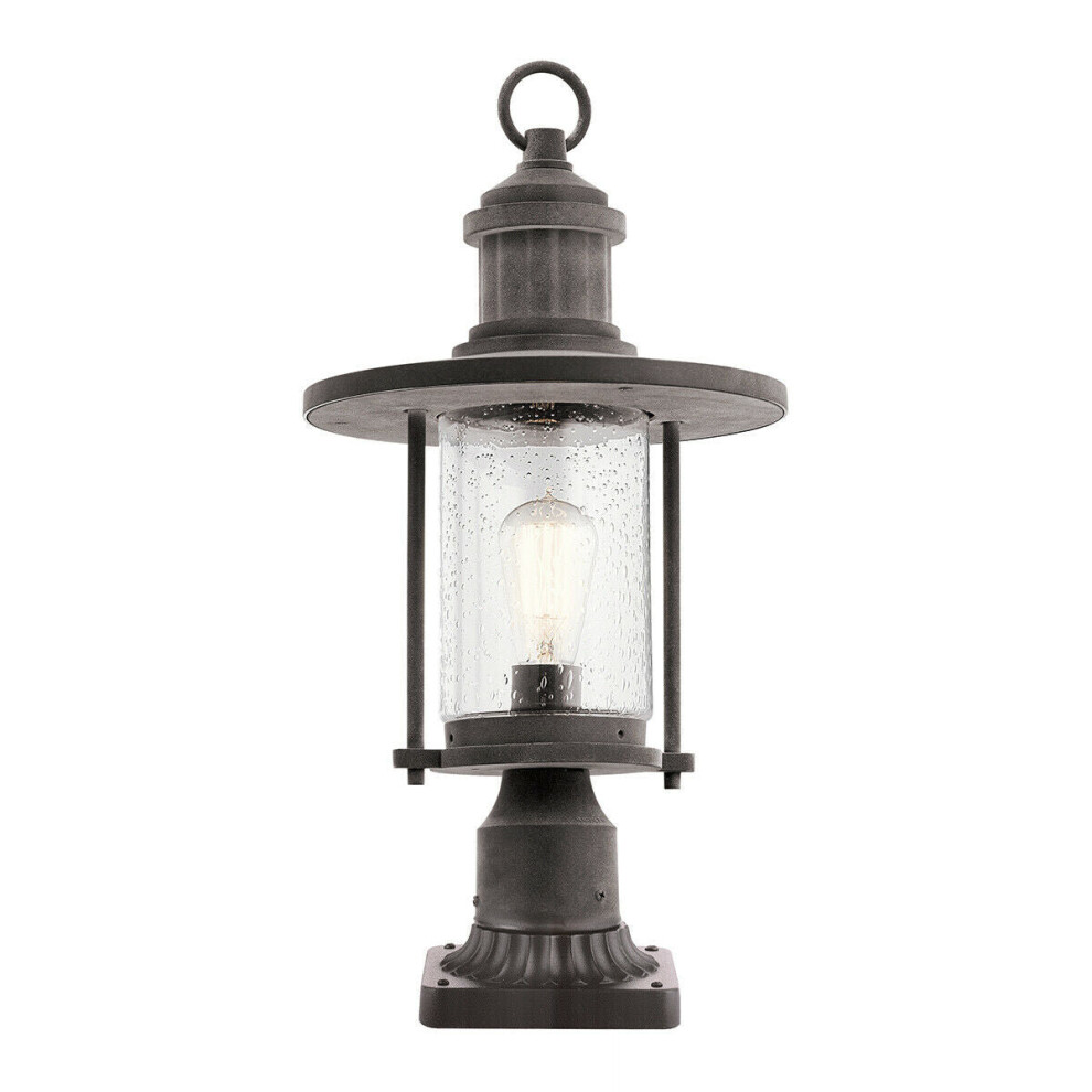 Loops Outdoor Ip44 1 Bulb Wall Ground Pedestal Weathered Zinc Led E27 100W