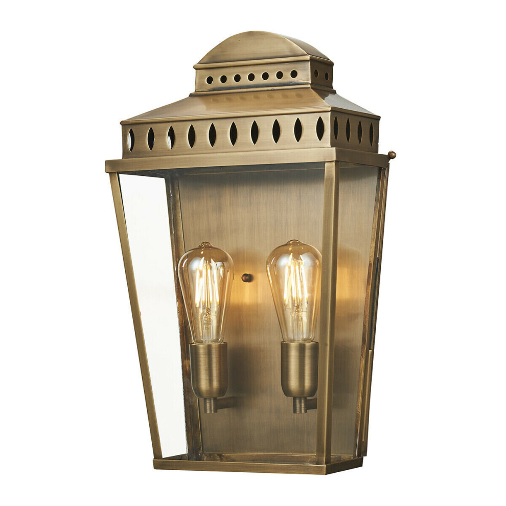 Loops Outdoor Ip44 Twin Wall Light Aged Brass Led E27 100W D01942