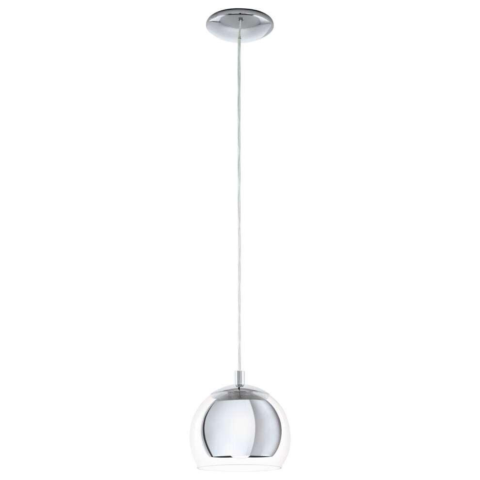 Loops Pendant Ceiling Light Colour Chrome Plated Shade Clear Glass Bulb E27 1X40w