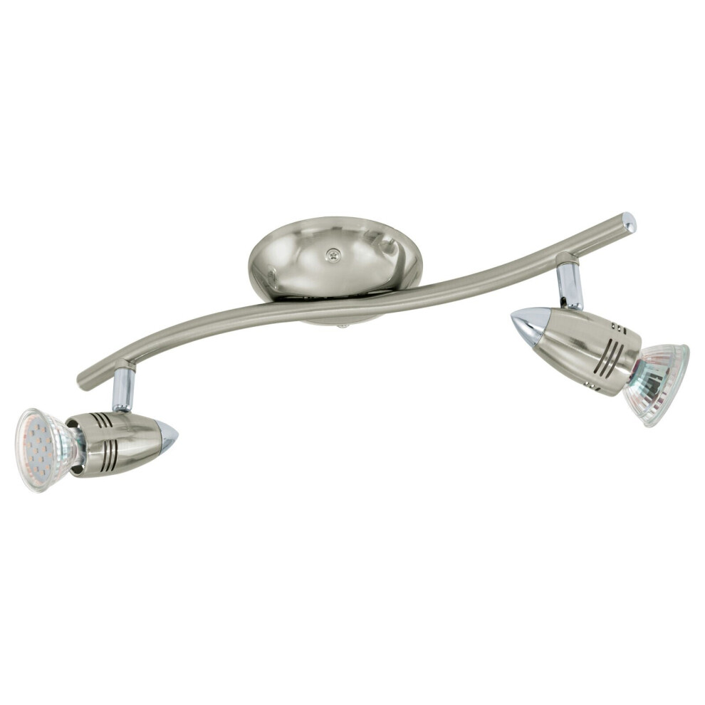 Loops Flush Ceiling Colour Satin Nickel Chrome Shade Bulb Gu10 2X3w Included Light