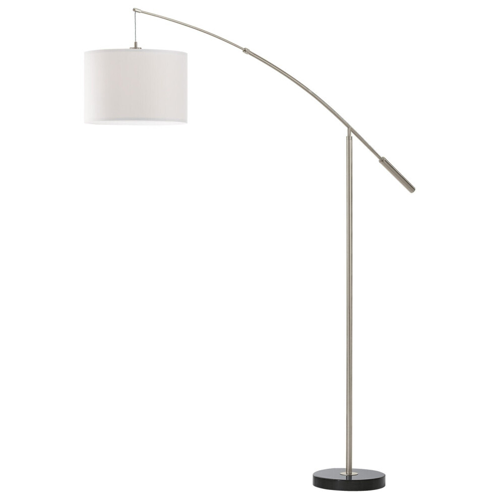 Loops Floor Lamp Satin Nickel Shade Fabric Hoop & Loop Tape Bulb E27 1X60w Light/White