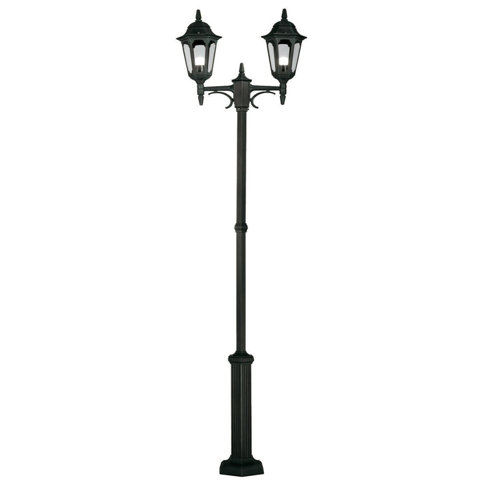 Loops Outdoor Ip44 2 Bulb Twin Lamp Post Black Led E27 100W Bulb Light Fitting