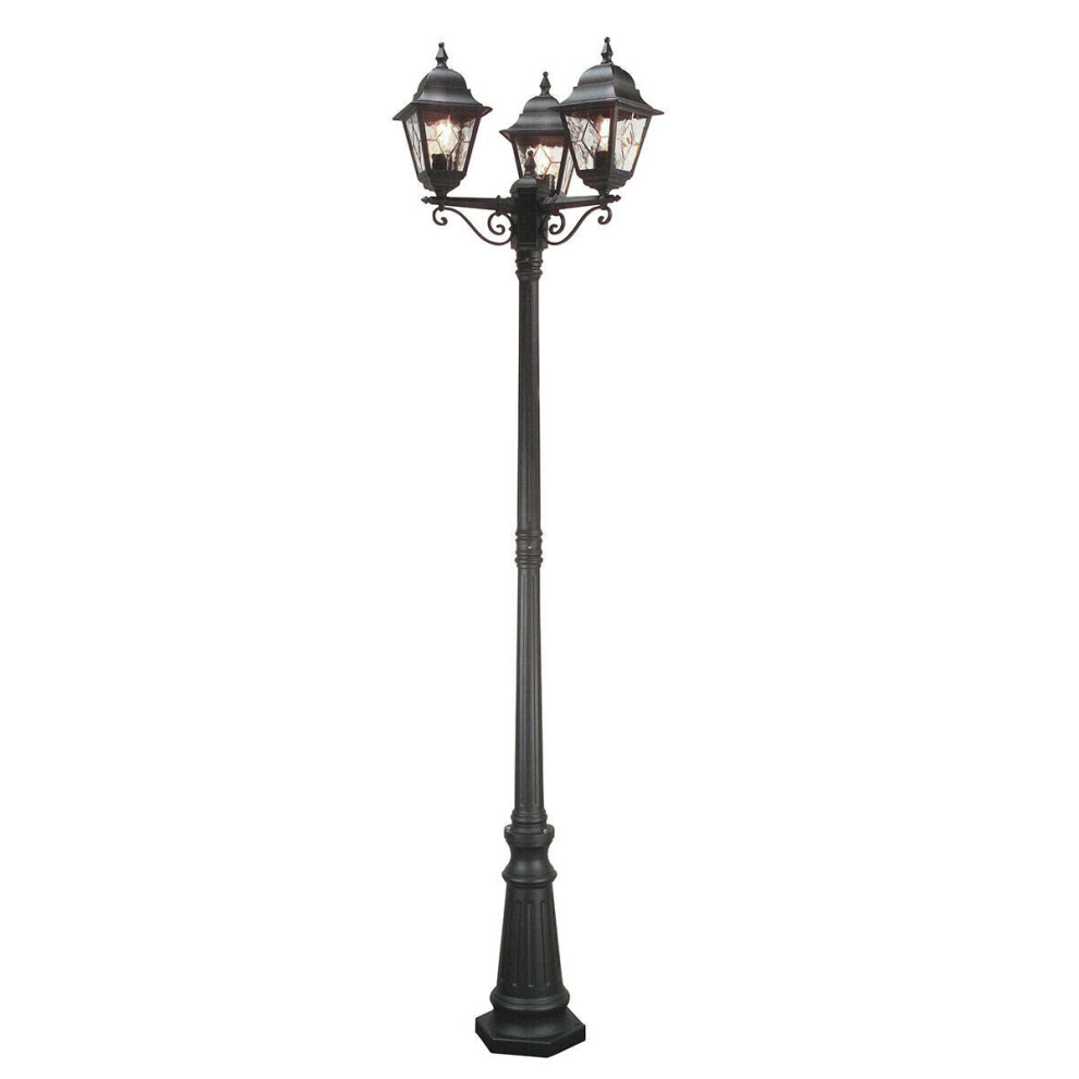 Loops Ip43 3 Bulb Lamp Post Black Led E27 100W Bulb Light Fitting