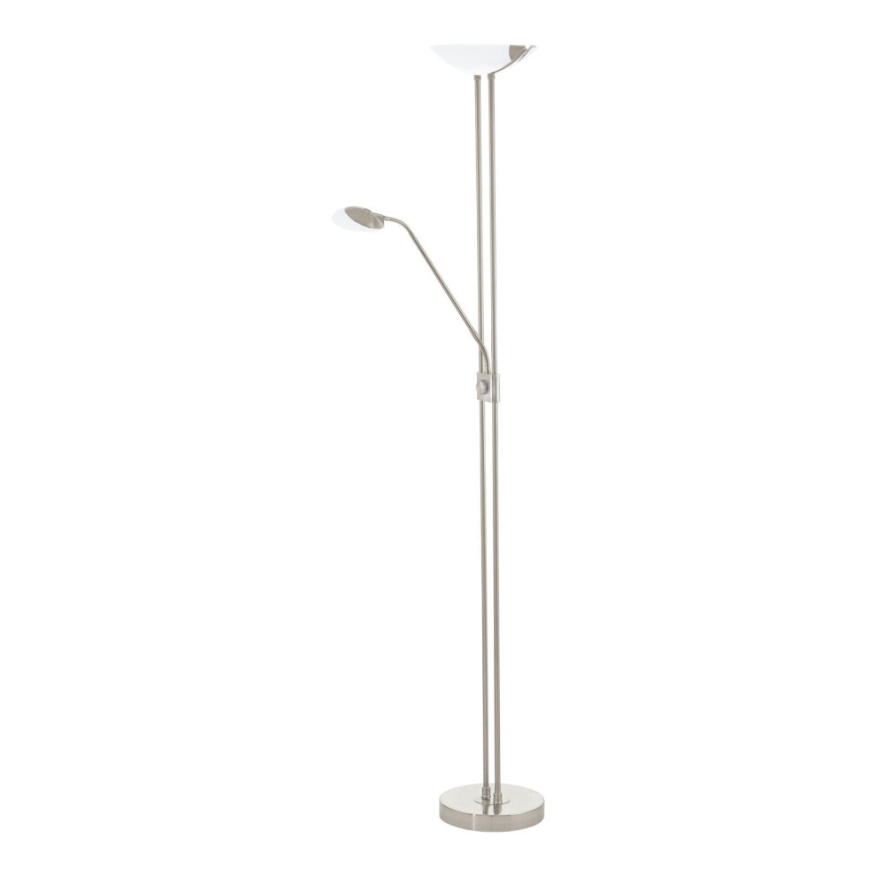 Loops Floor Lamp Satin Nickel Shade Satined Glass Bulb Led 20W 2.5W 2.5W Light/White