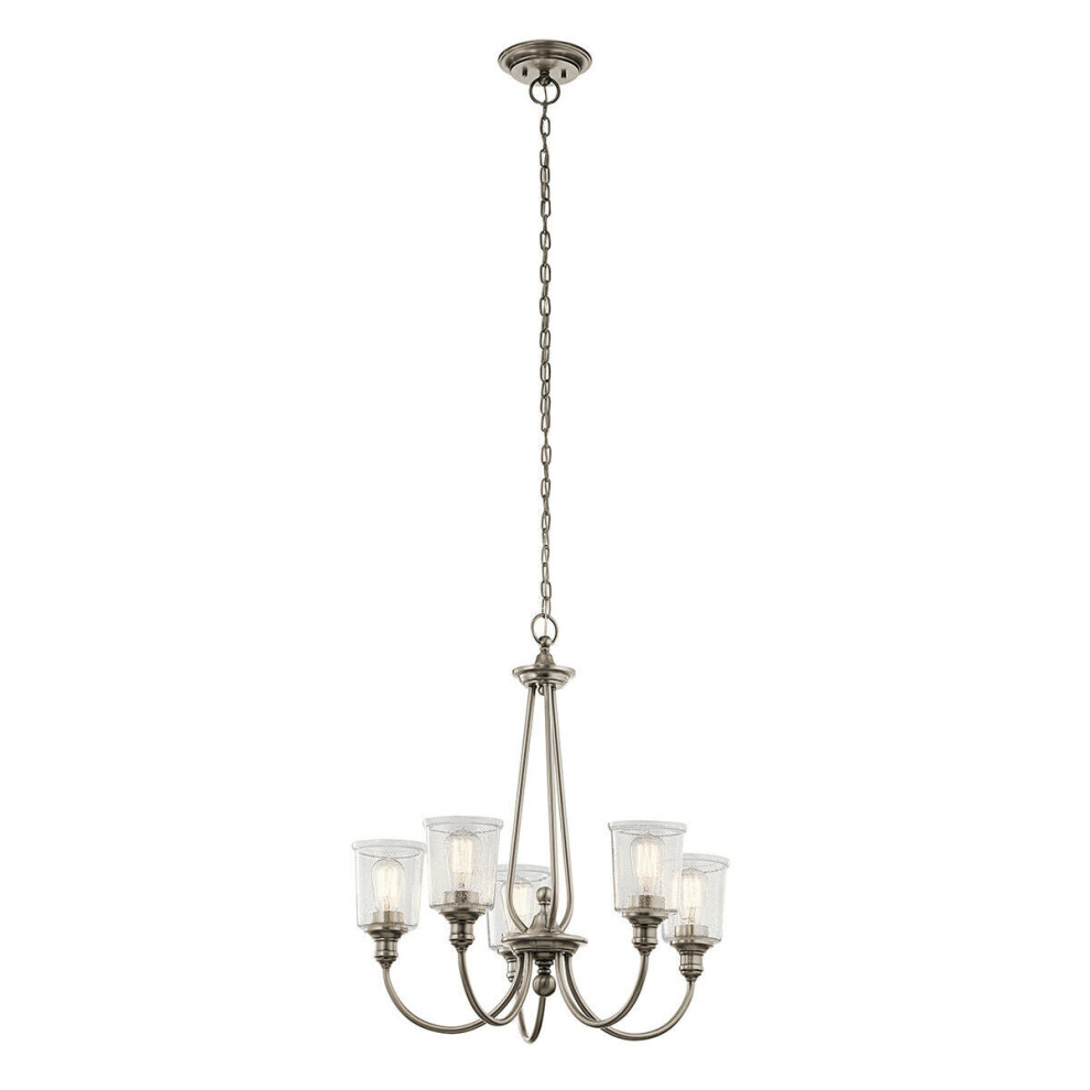5 Bulb Chandelier Hanging Pendant LIght Classic Pewter LED E27 60W Bulb