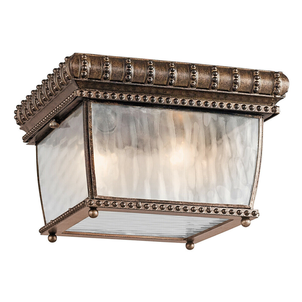 Loops Outdoor Ip44 2 Bulb Flush Light Brushed Bronze Led E14 40W
