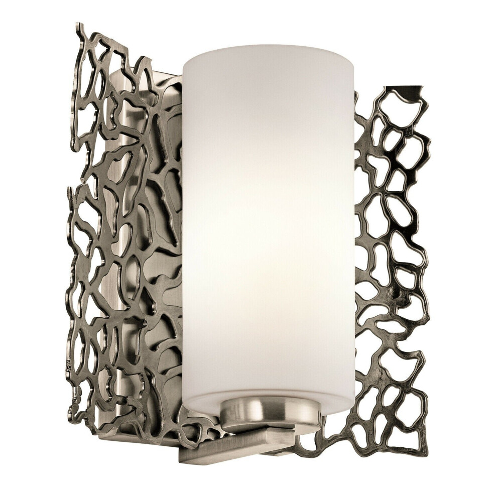 Loops Wall Light Curved Open Metal Back/Tubular Glass Shade Front Pewter Led E27 100W