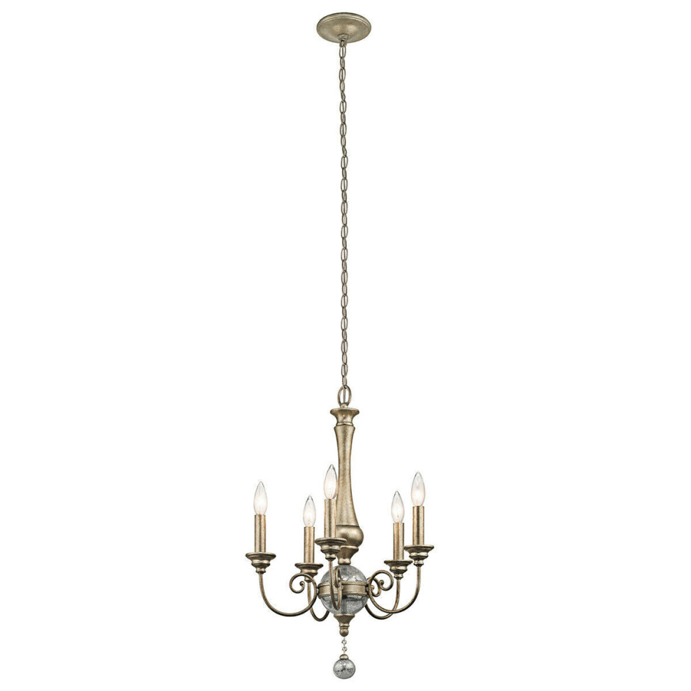 Loops 5 Bulb Chandelier Hanging Pendant Light Sterling Gold Led E14 60W Bulb