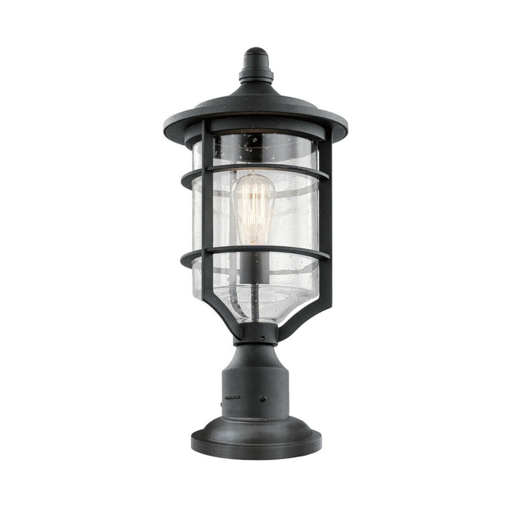 Outdoor IP44 1 Bulb Wall Ground Pedestal Light Distressed Black LED E27 60W