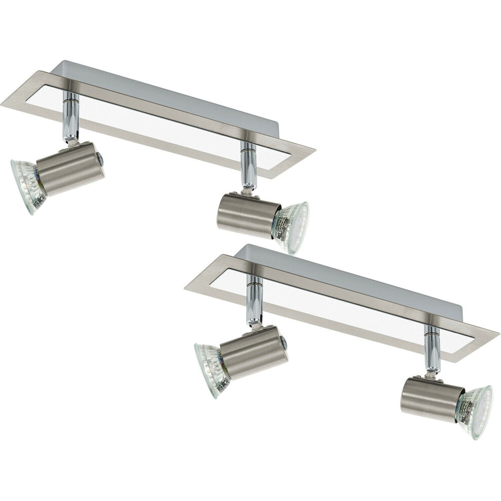 Loops 2 Pack Wall 2 Spot Lights Colour Satin Nickel Chrome Plated Gu10 2X5w Included