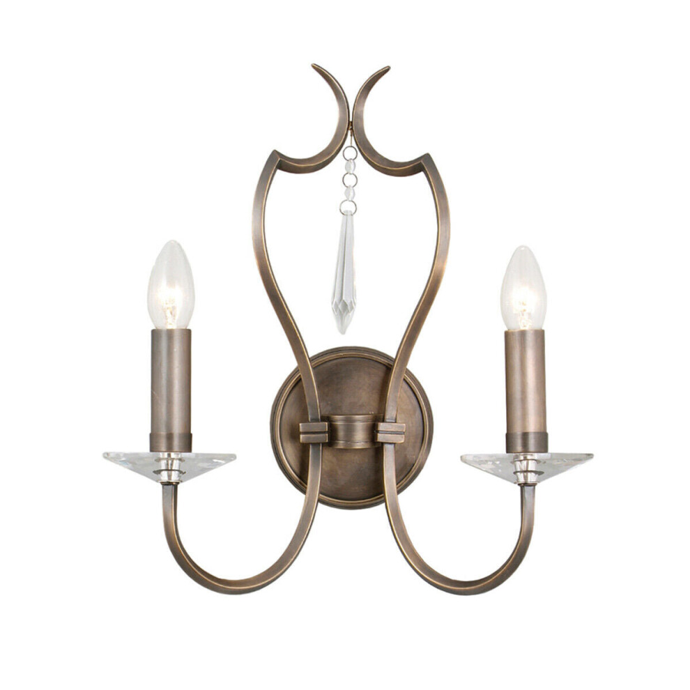 Loops Twin Wall Light Cut Glass Droplets Shades Can Be Added Dark Bronze Led E14 60W