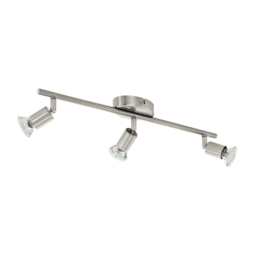 Flush 3 Spot Ceiling Light Colour Satin Nickel Steel Bulb GU10 3x3W Included