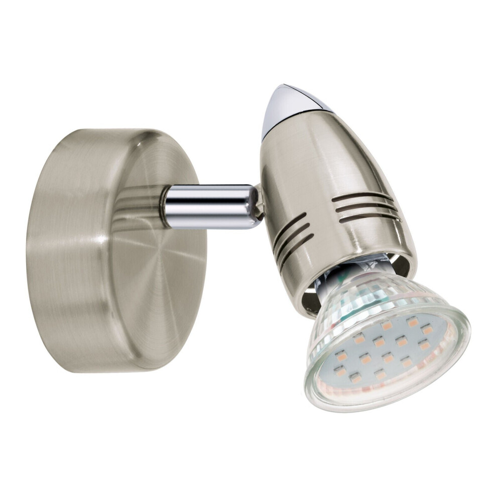 Loops Wall 1 Spot Light Colour Satin Nickel Chrome Plated Bulb Gu10 1X3w Included