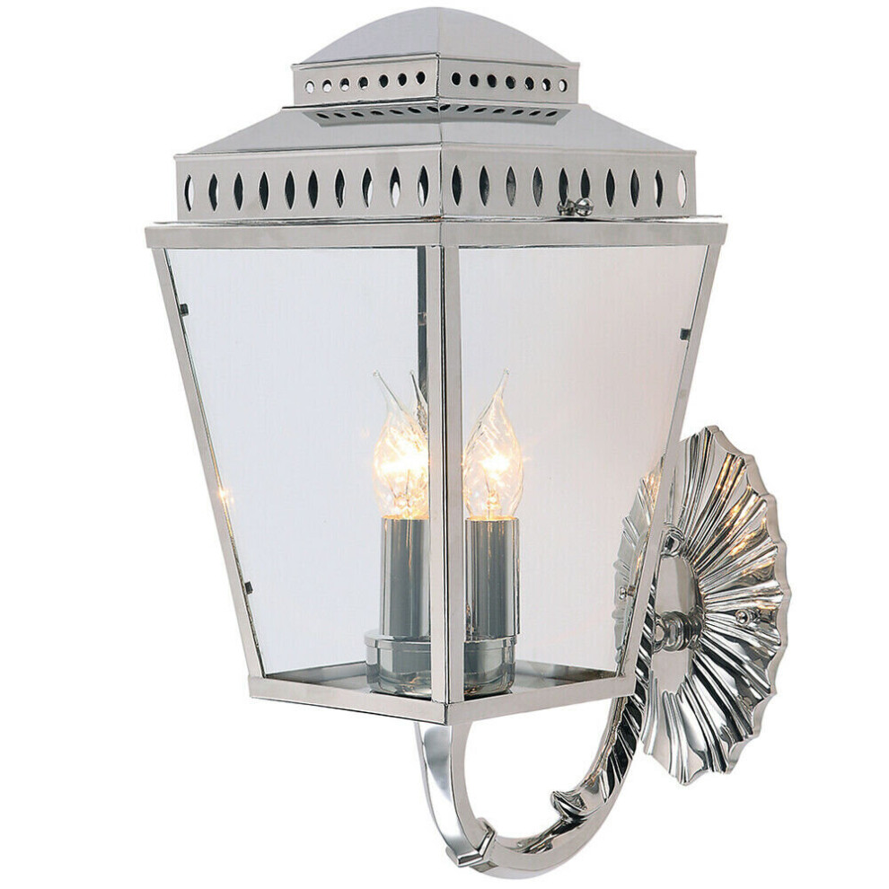 Loops Outdoor Ip44 3 Bulb Wall Light Highly Polished Nickel Led E14 60W