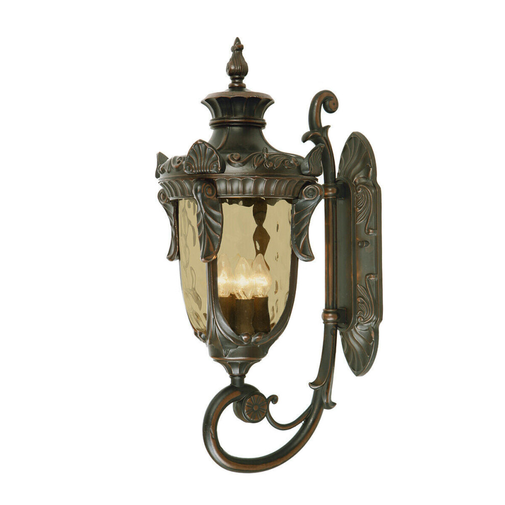 Outdoor IP44 3 Bulb Wall Light Old Bronze LED E14 60W d02047