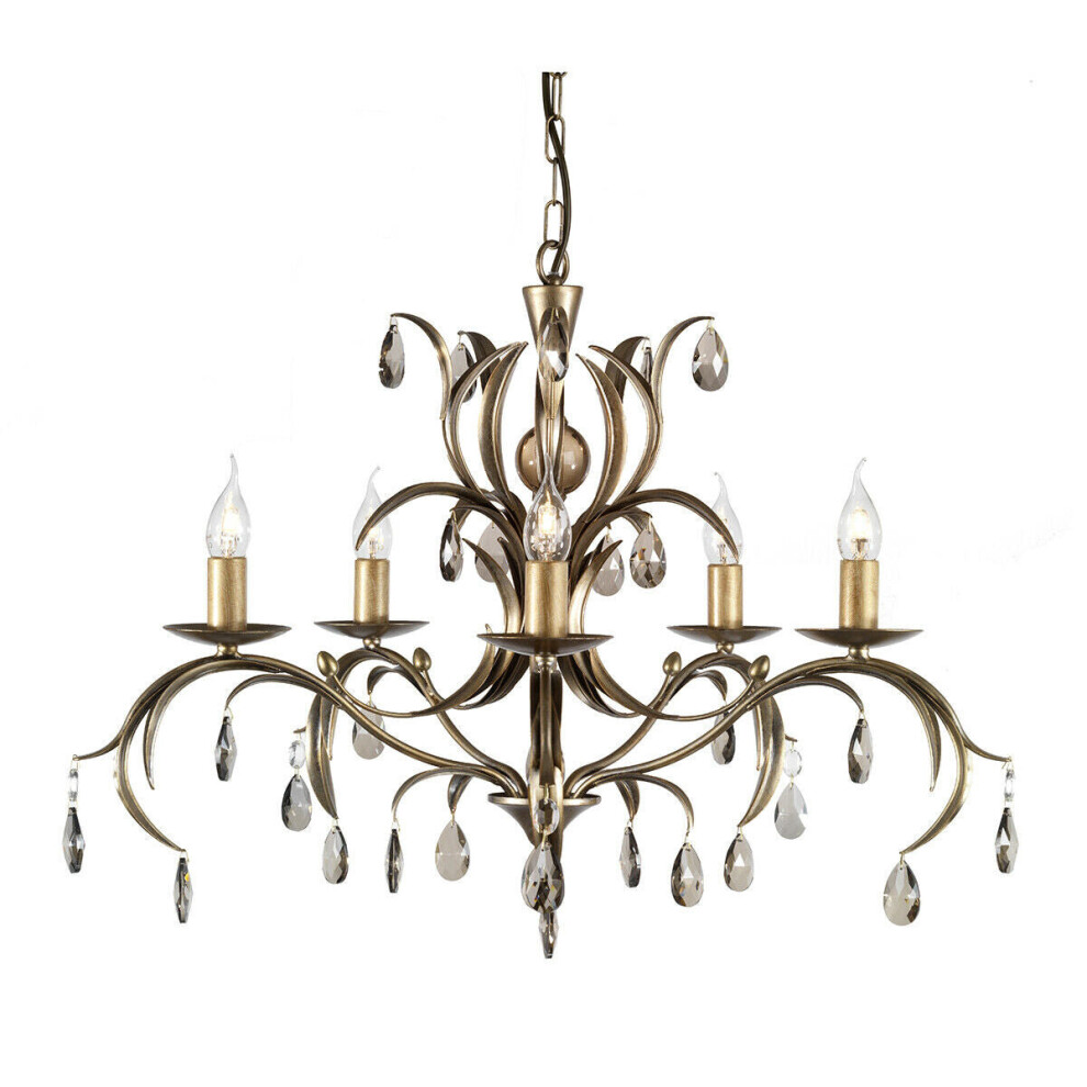 5 Bulb Chandelier Hanging Pendant LIght Bronze Patina LED E14 60W Bulb