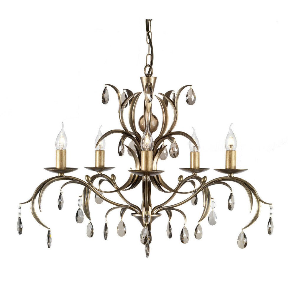 Loops 5 Bulb Chandelier Hanging Pendant Patina Led E14 60W Bulb Light/Bronze