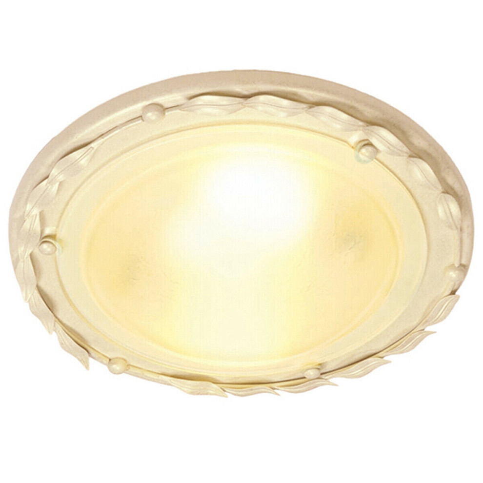 Loops 1 Bulb Flush Low Ceiling Led E27 60W Bulb Light/Ivory/Gold