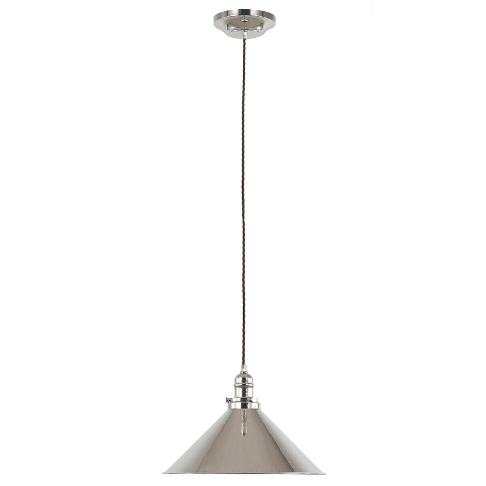 1 Bulb Ceiling Pendant Light Fitting Highly Polished Nickel LED E27 100W