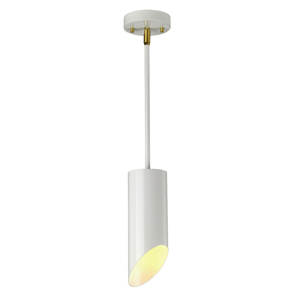 Loops 1 Bulb Ceiling Pendant Light Fitting White Aged Brass Finish Led E27 8W Bulb