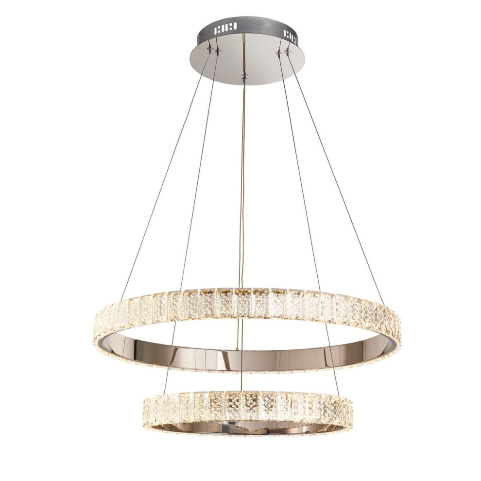 Loops Ceiling Pendant Chrome & Clear Crystal 2 X 22.5W Led Bulb Included Light