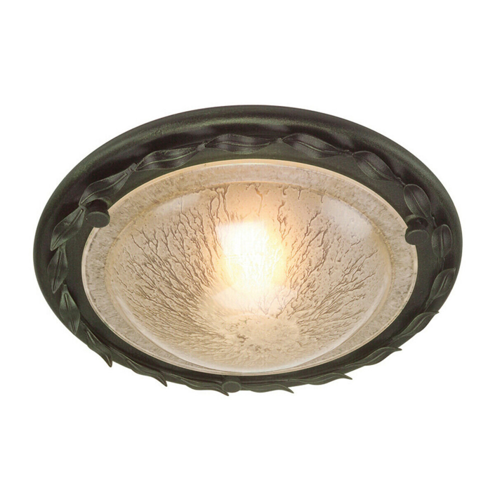Loops 1 Bulb Flush Light Low Ceiling Black Gold Led E27 60W Bulb