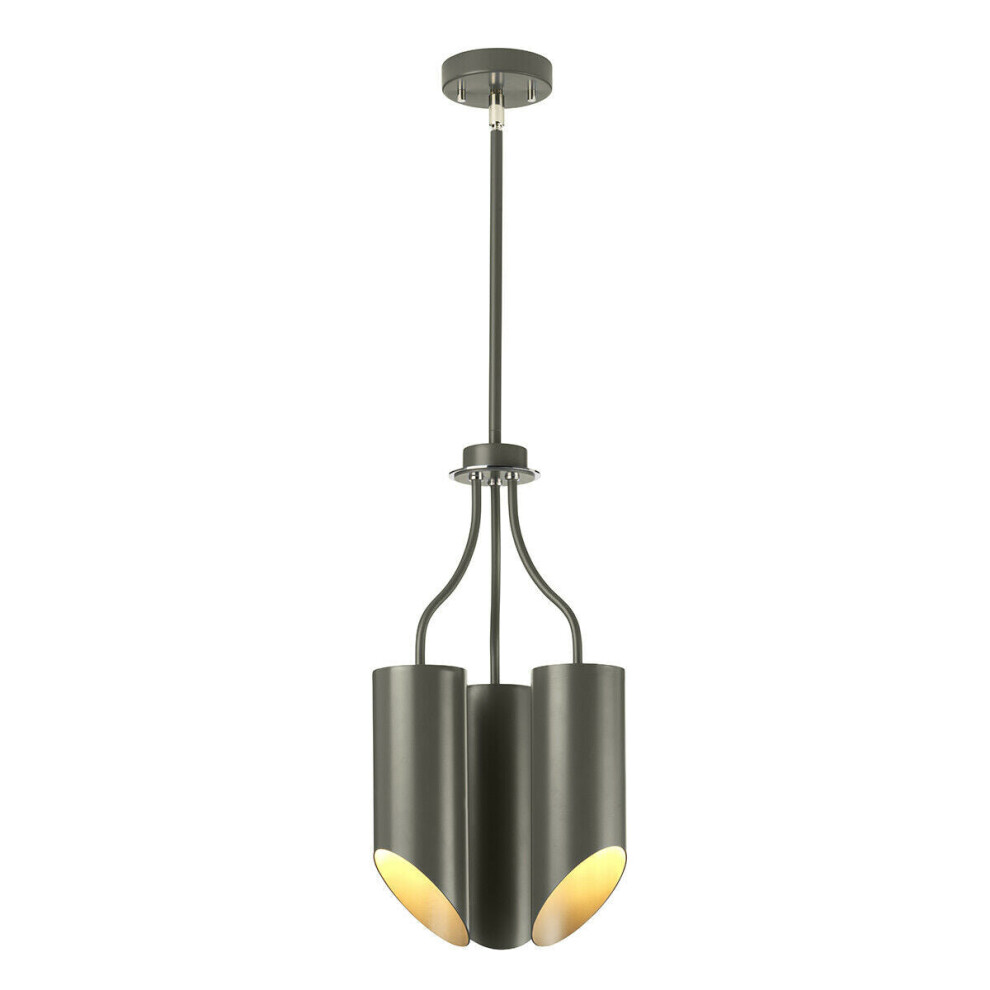 Loops 3 Bulb Chandelier Highly Polished Nickel Led E27 8W Light/Dark/Grey