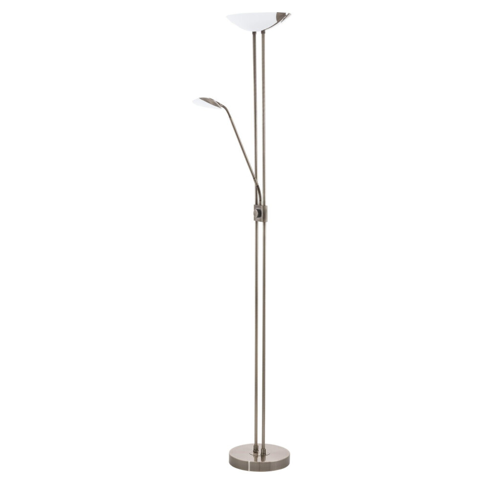 Loops Floor Lamp Light Bronzed Shade White Satined Glass Plastic Bulb Led 20W