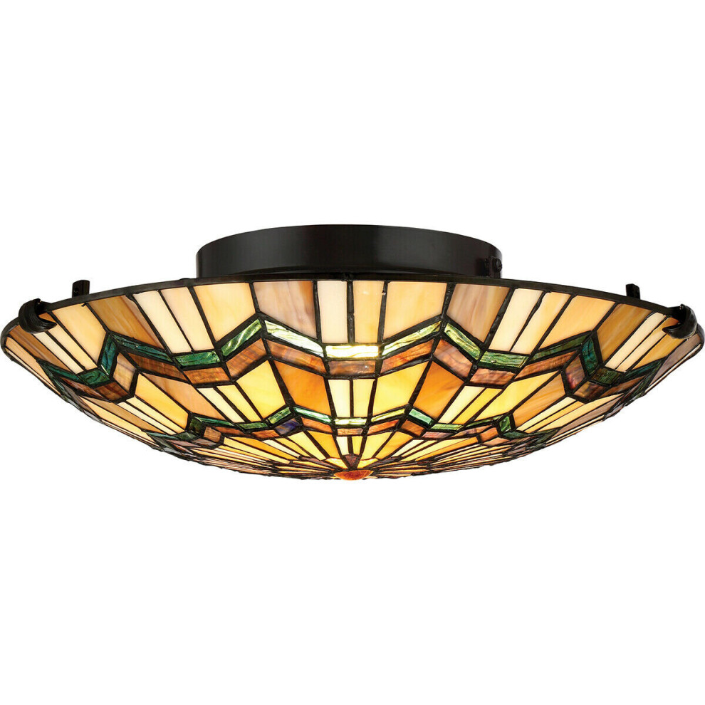 Loops 2 Bulb Flush Low Ceiling Valiant Led E27 60W Bulb Light/Bronze