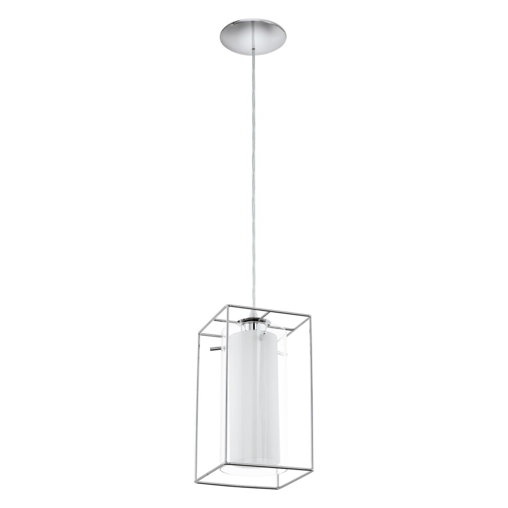 Loops Pendant Chrome Plated Shade Clear Glass Satin Glass Bulb E27 1X60w Light/White