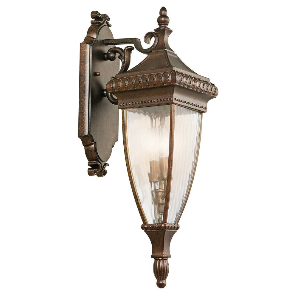 Loops Outdoor Ip44 Twin Wall Brushed Led E14 60W Light/Bronze