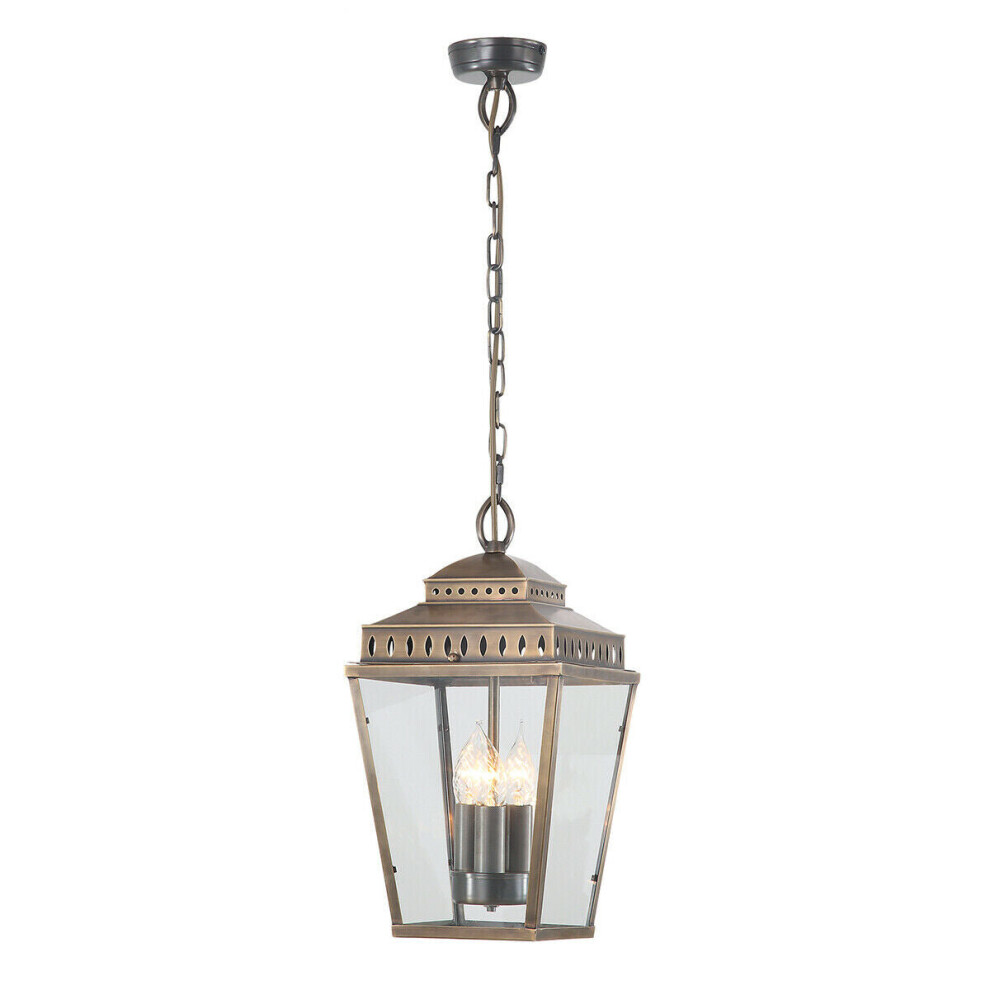 Outdoor IP44 3 Bulb Chain Lantern Aged Brass LED E14 60W
