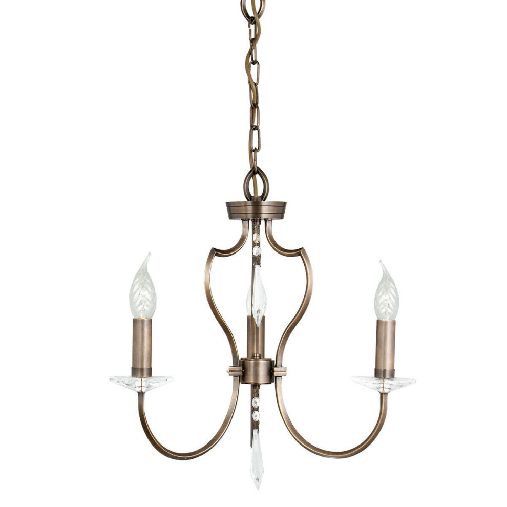 Loops 3 Bulb Chandelier Hanging Pendant Light Dark Bronze Led E14 60W Bulb