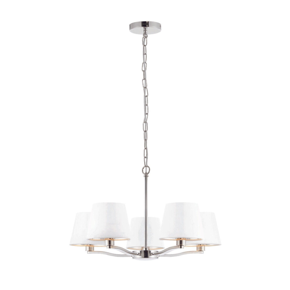 Loops Ceiling Pendant Light Bright Nickel Plate & Vintage White Fabric 5 X 40W E14
