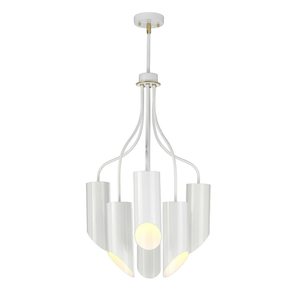 Loops 6 Bulb Chandelier Hanging Pendant Aged Brass Finish Led E27 8W Bulb Light/White