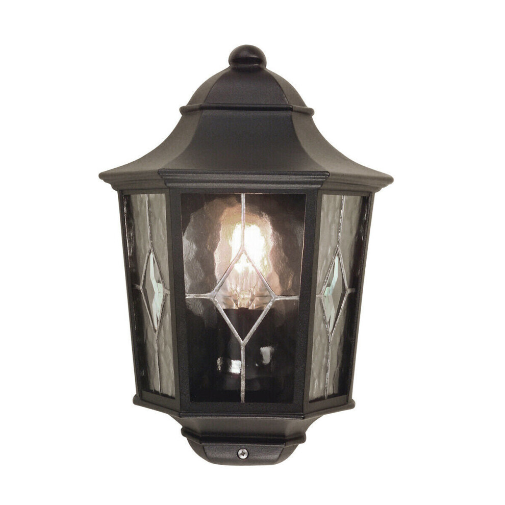 Loops Weatherproof Ip43 1 Bulb Half Lantern Wall Led E27 100W Light/Black